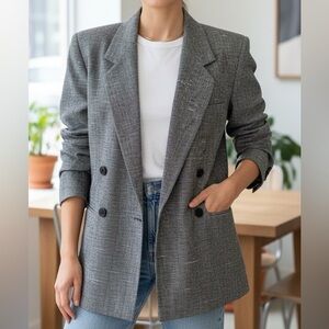 DIOR Jeune Homme VINTAGE 1980s Tweed Double-Breasted Glamoratti Power Blazer